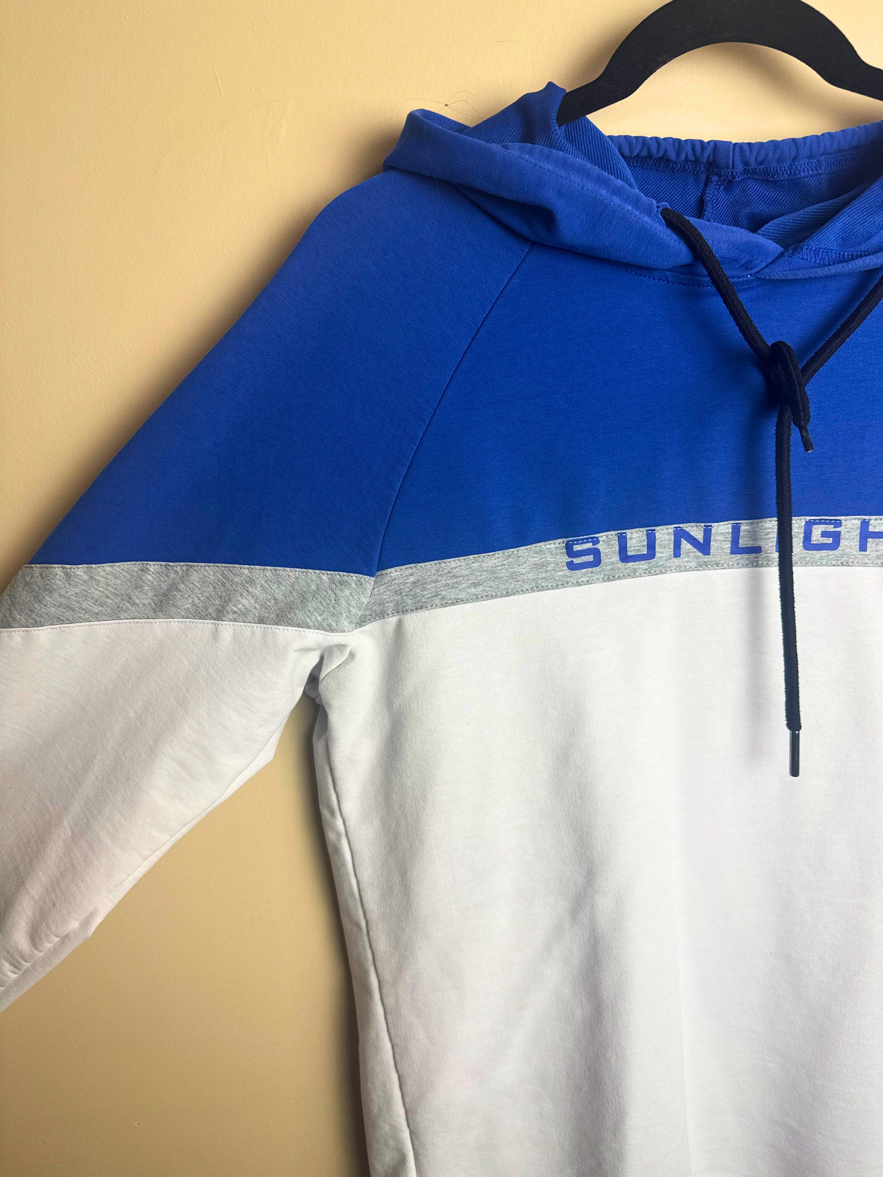 Blue & Grey Color Block Hoodie