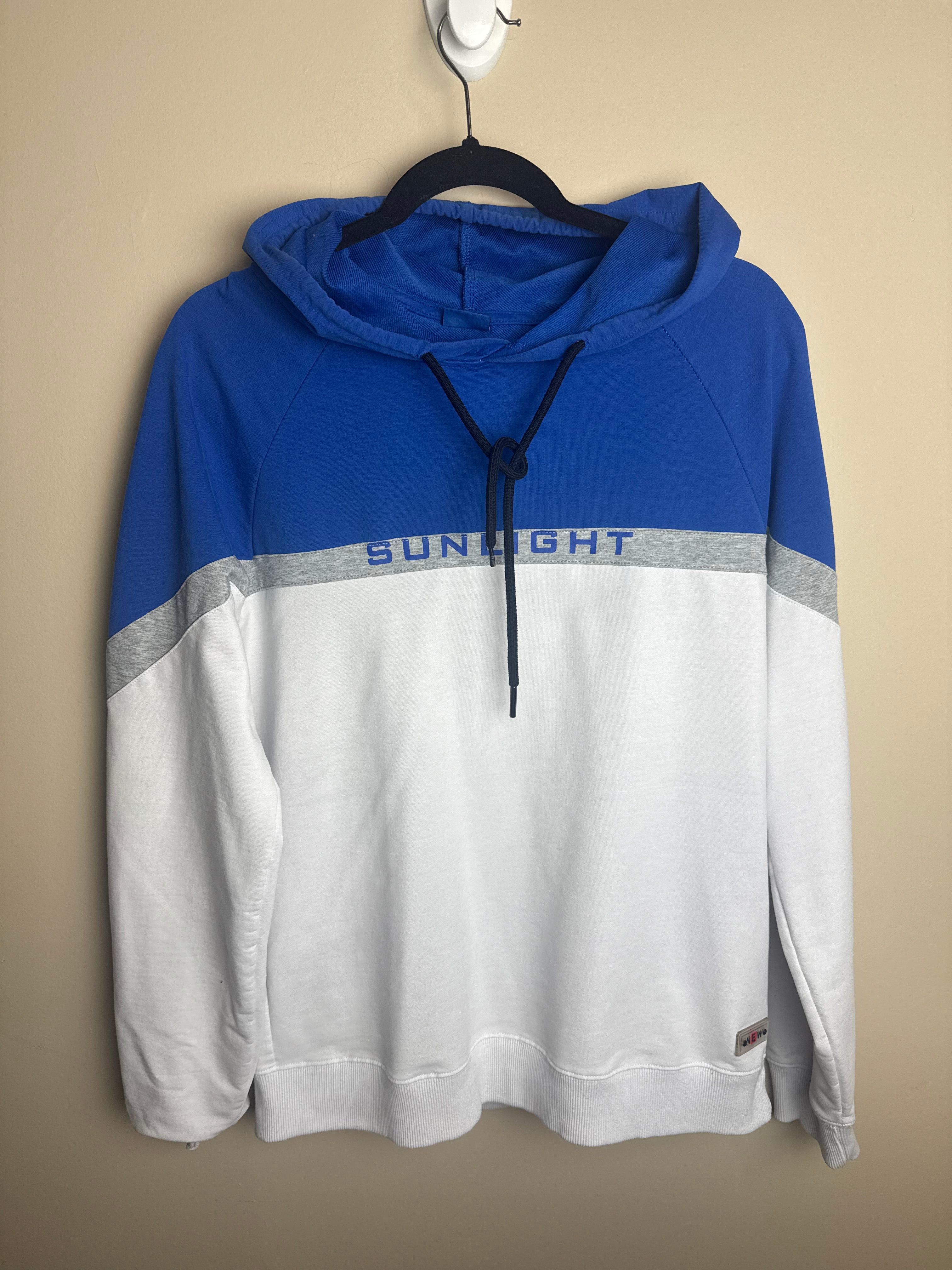 Blue & Grey Color Block Hoodie