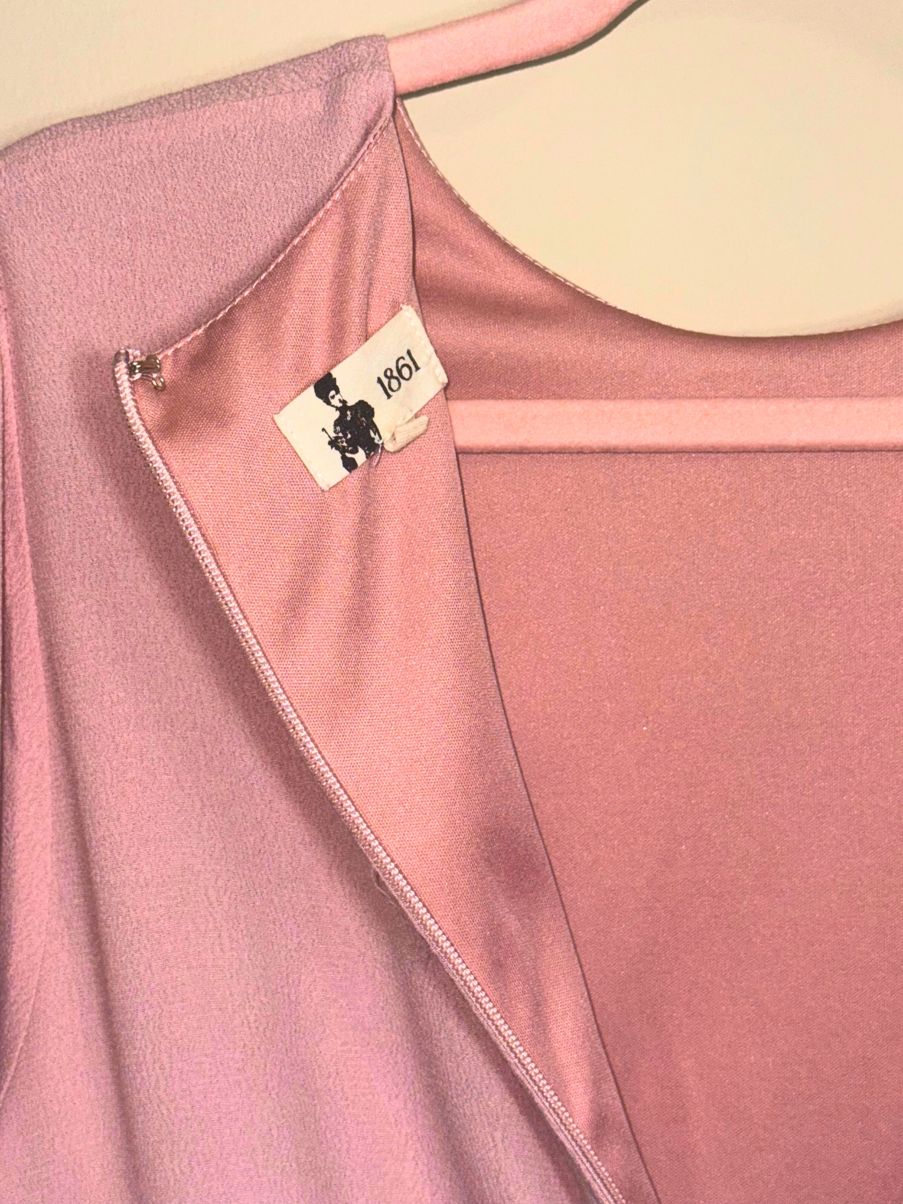 Dusty Rose Wrap Dress with Tie Sleeves