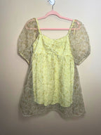 Vintage-Inspired Layered Dress with Sheer Overlay