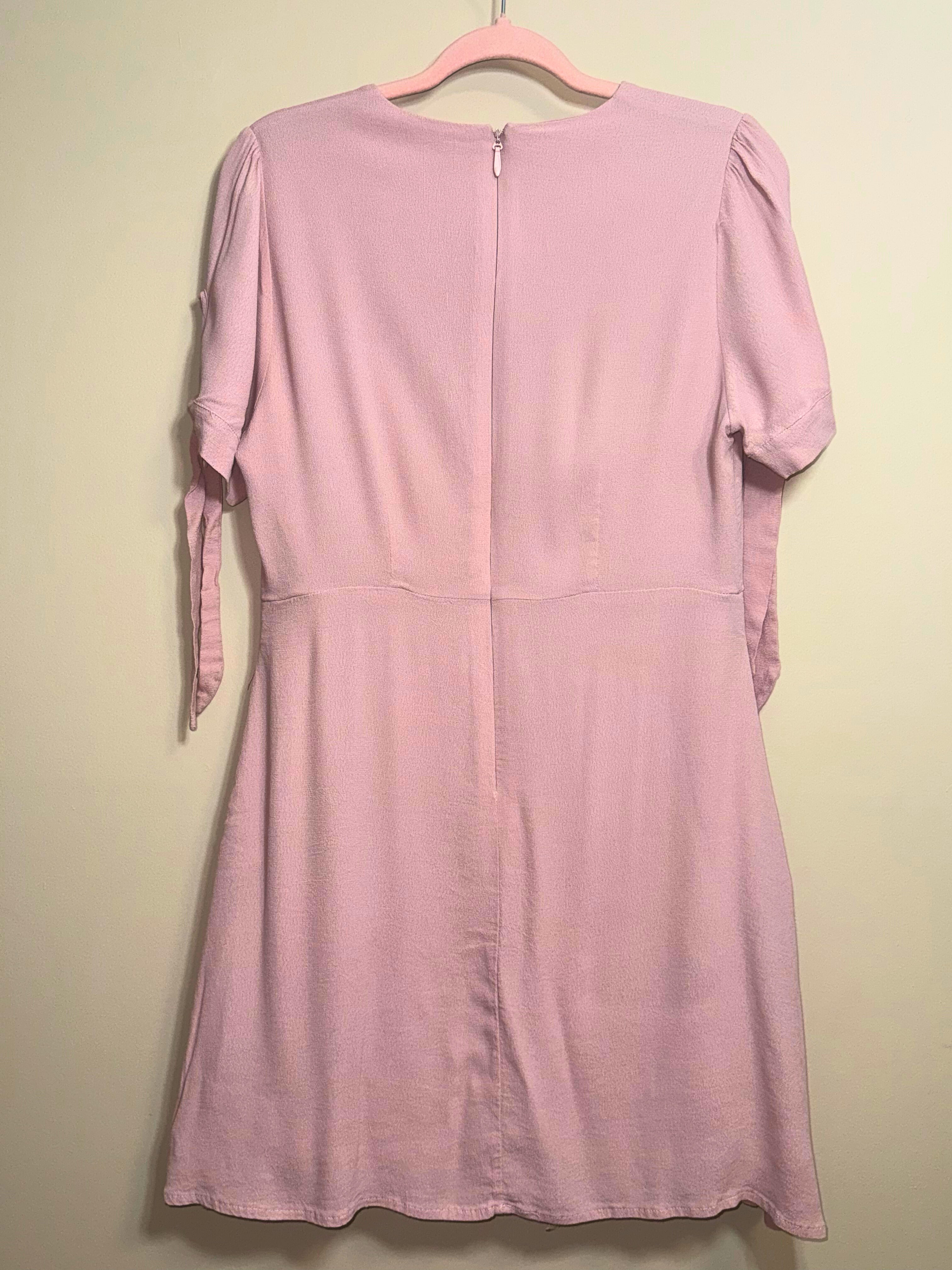 Dusty Rose Wrap Dress with Tie Sleeves