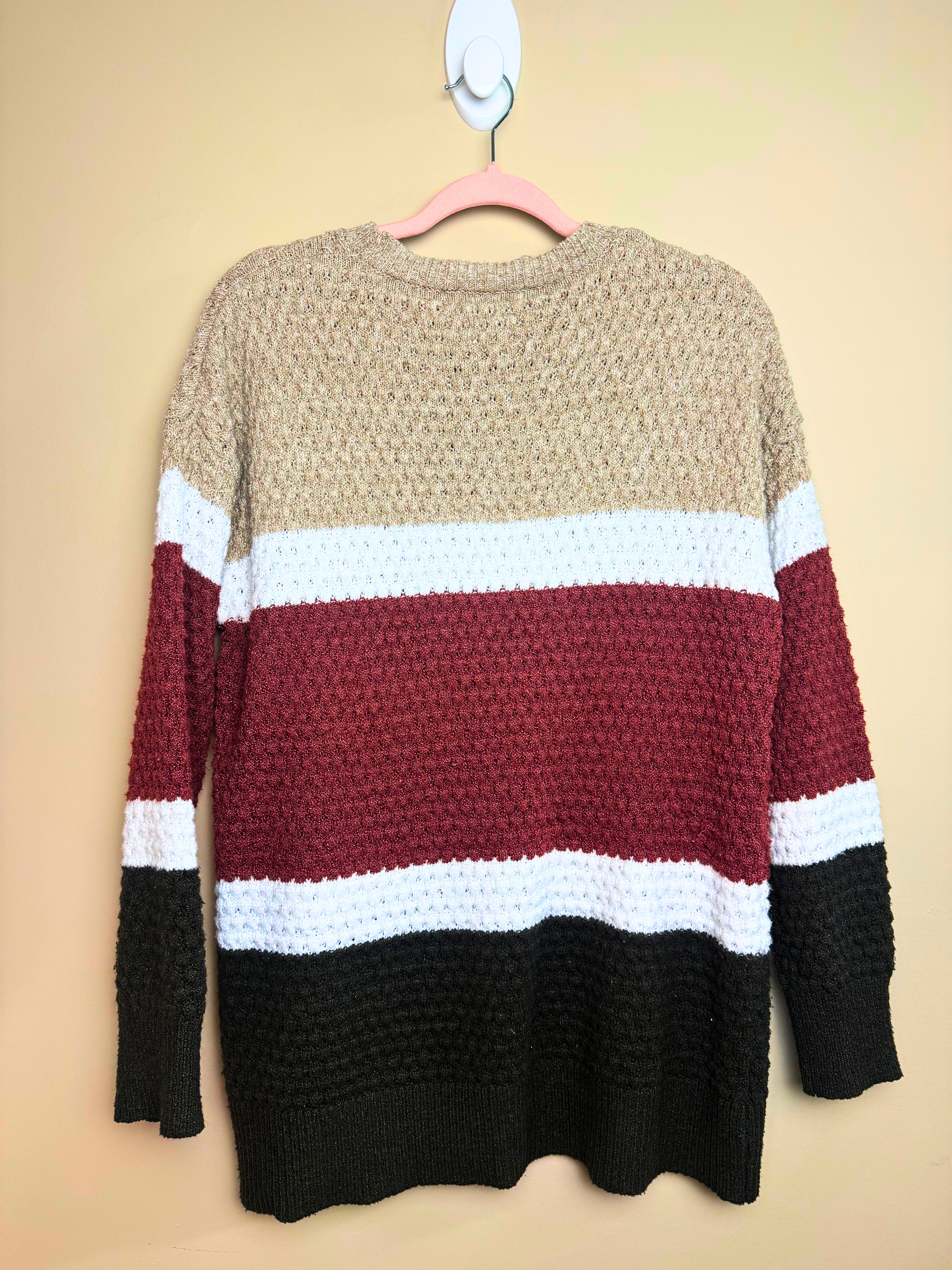 Colorblock Striped Knit Sweater SIZE(L)