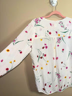 White Floral Long Sleeve Blouse