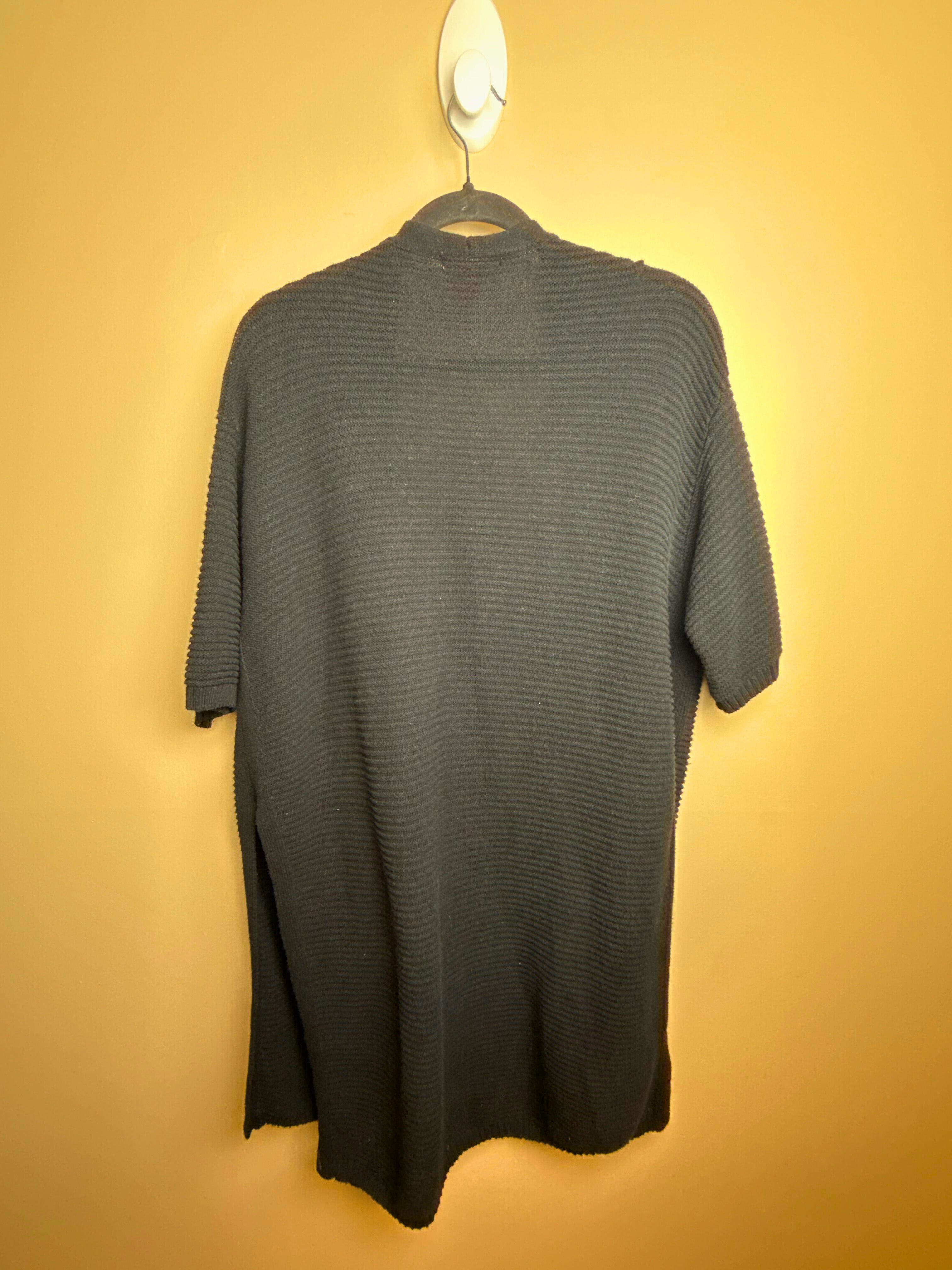 Navy Ribbed Short Sleeve Cardigan