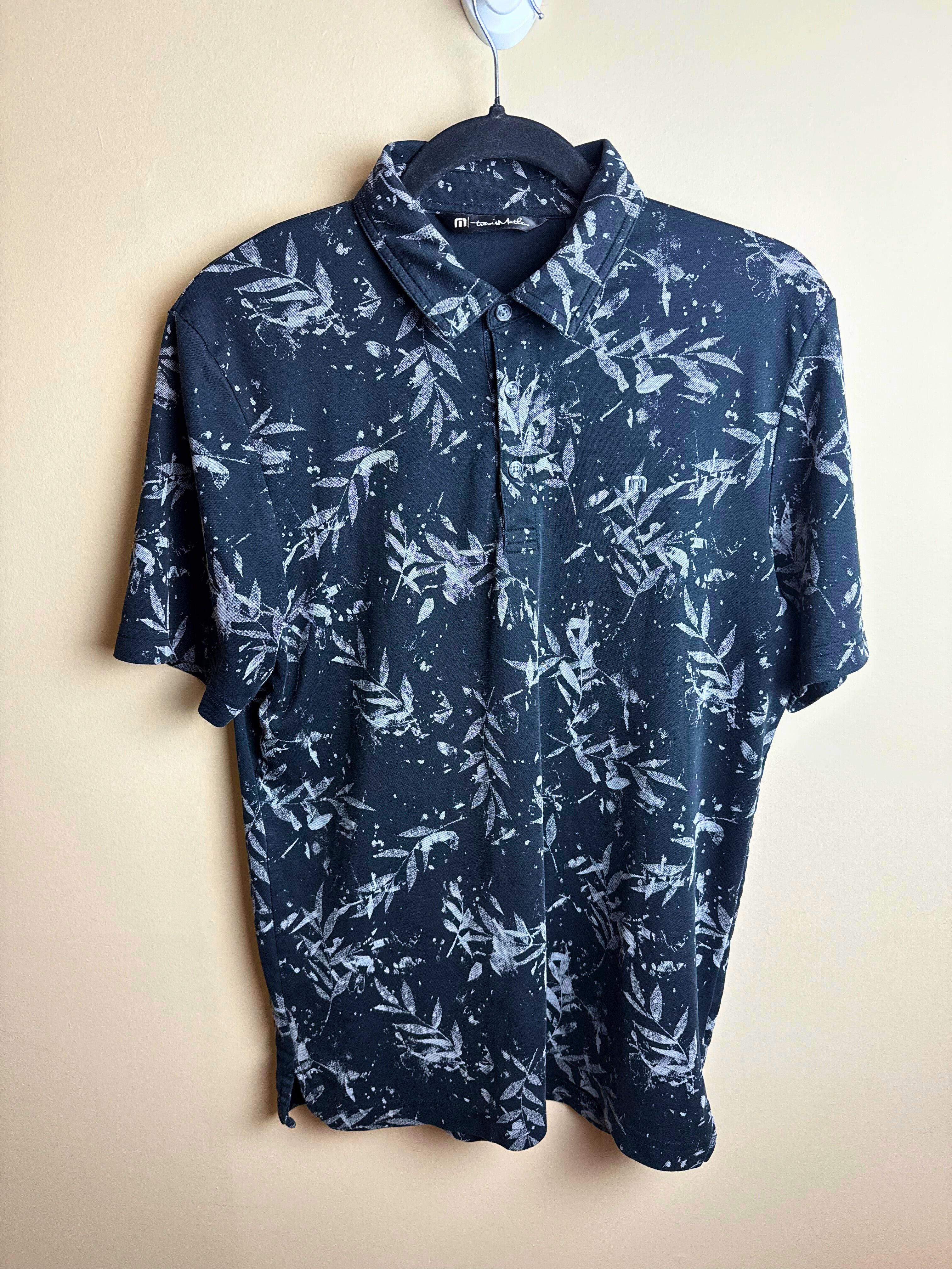 Navy Tropical Print Short Sleeve Shirt