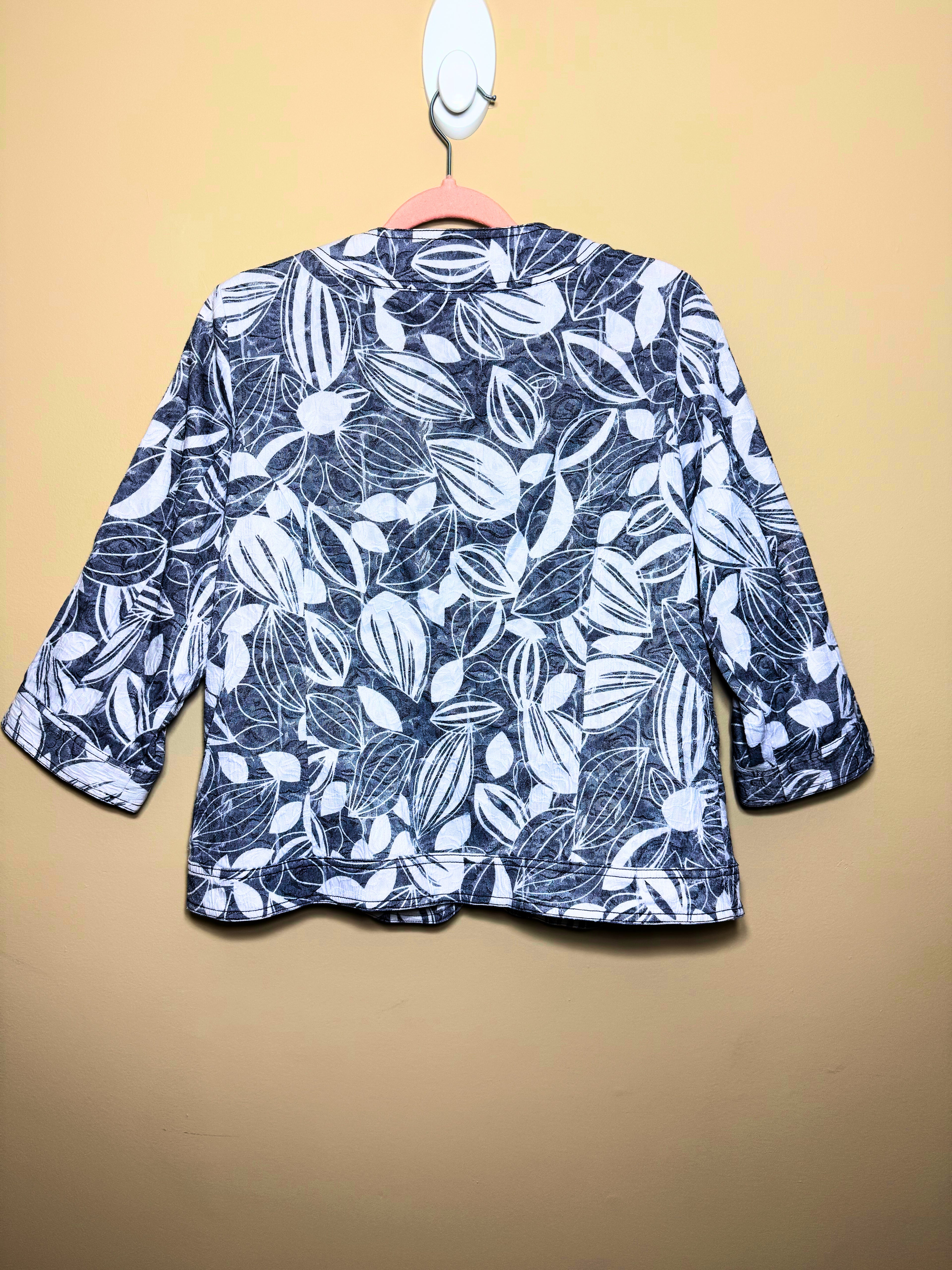 Navy & White Botanical Print Blazer