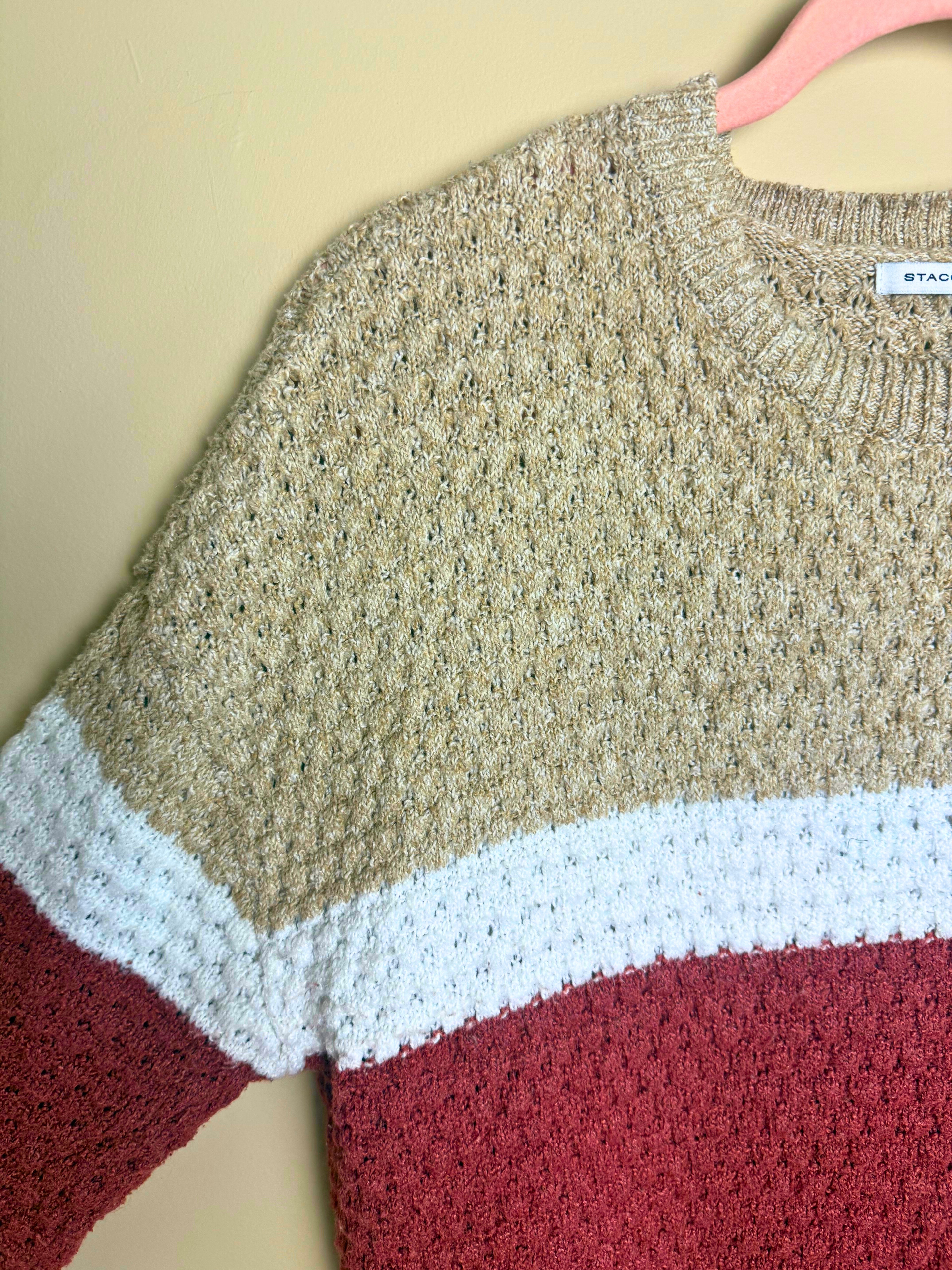 Colorblock Striped Knit Sweater SIZE(L)