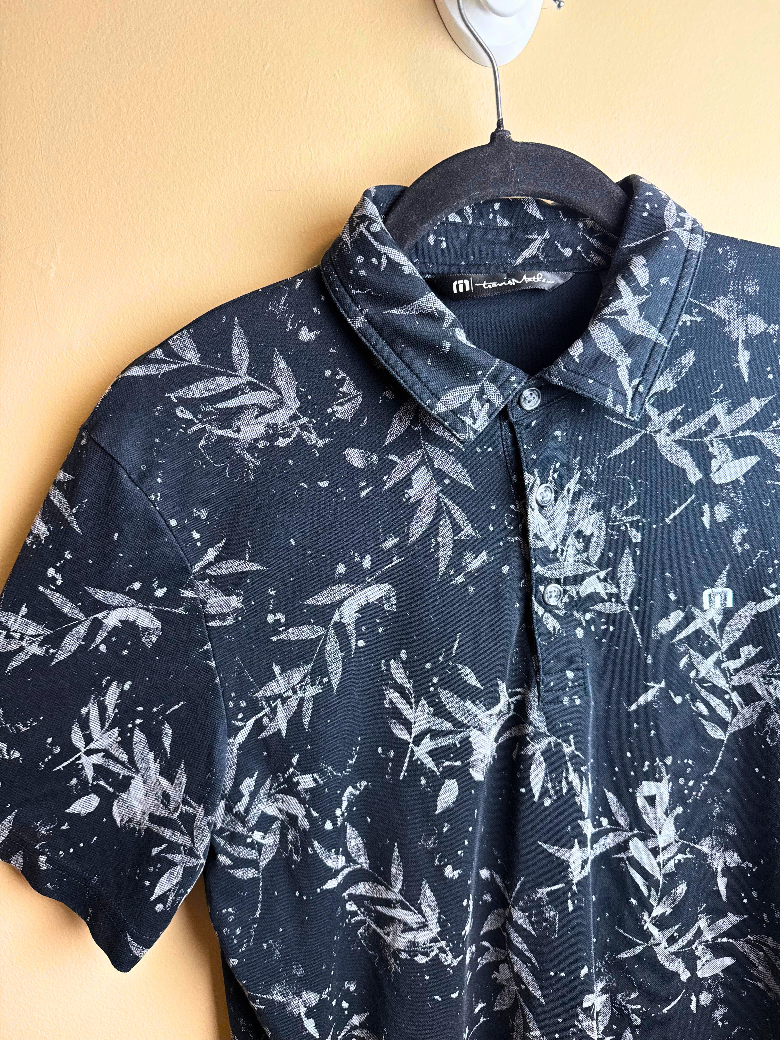 Navy Tropical Print Short Sleeve Shirt