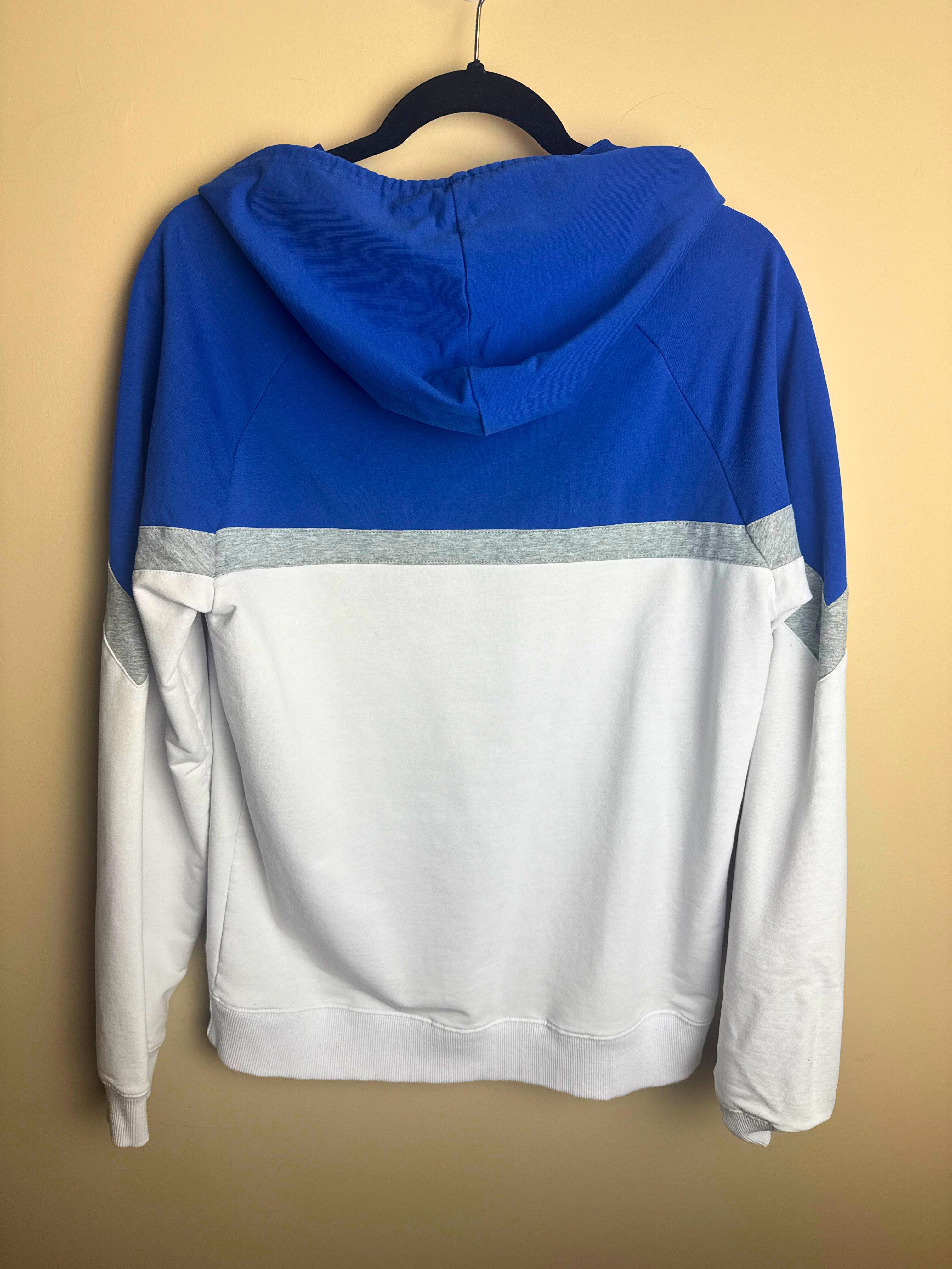Blue & Grey Color Block Hoodie