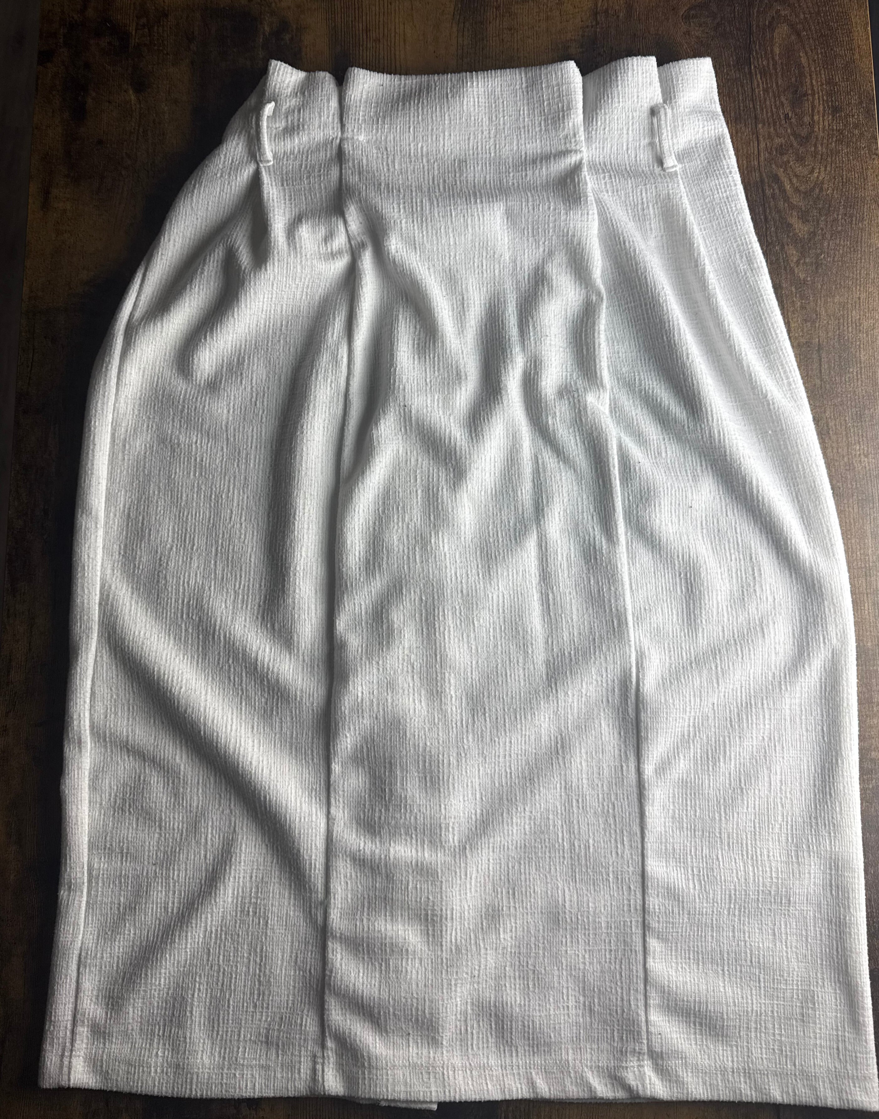 Cream Button-Front Midi Skirt