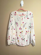 White Floral Long Sleeve Blouse