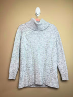 Grey Turtleneck Sweater with Pearl Details
