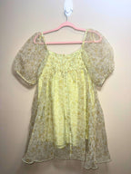 Vintage-Inspired Layered Dress with Sheer Overlay