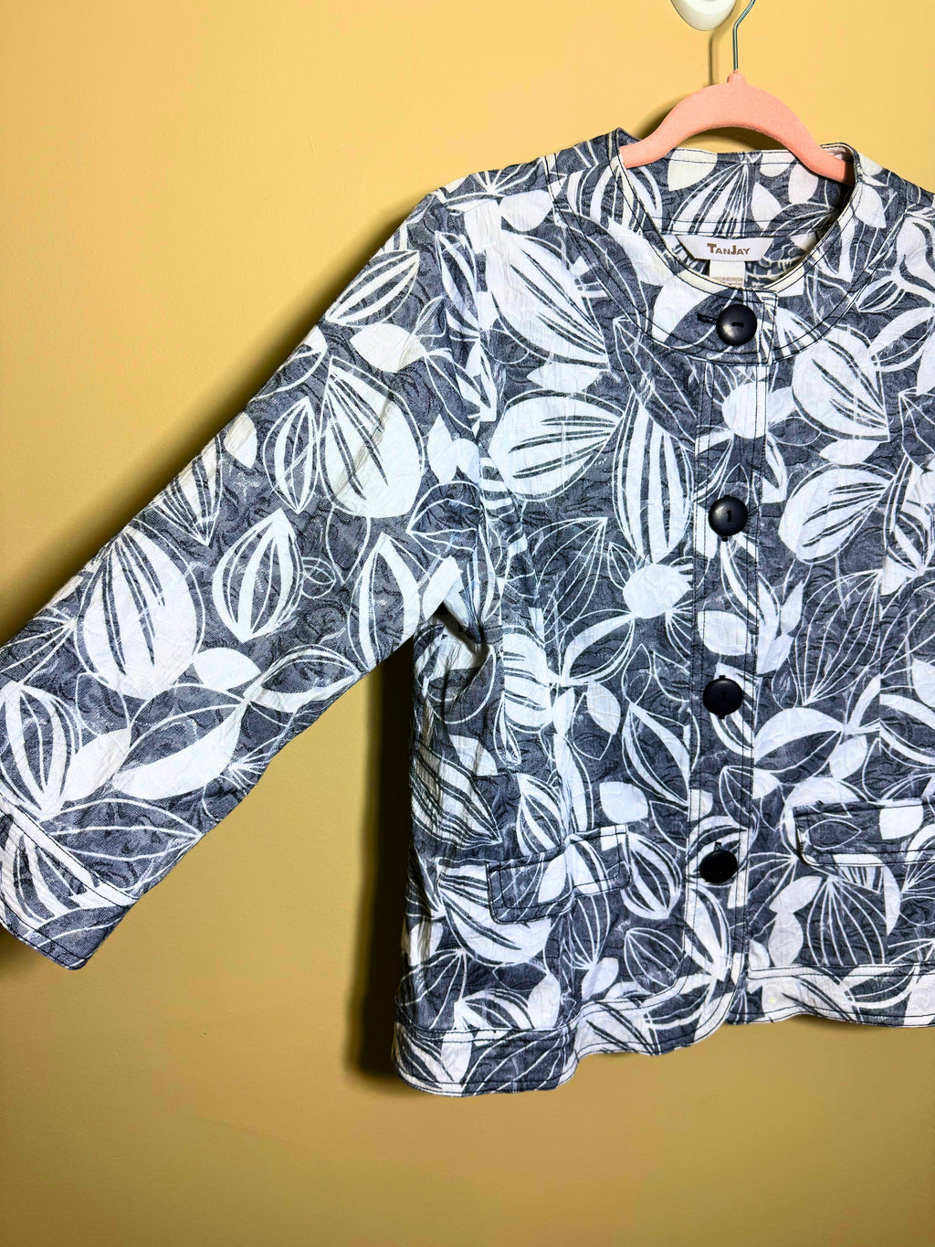 Navy & White Botanical Print Blazer