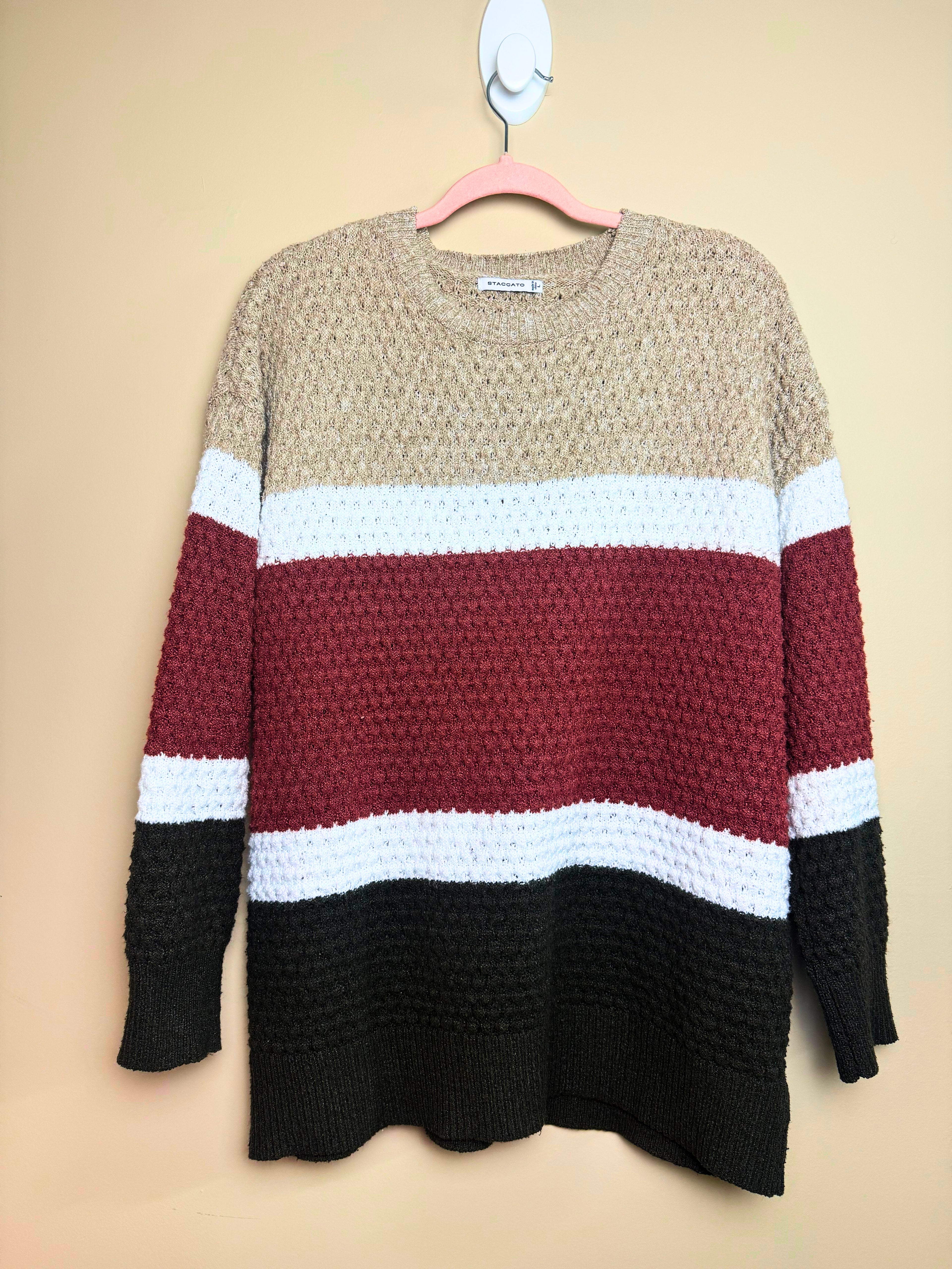 Colorblock Striped Knit Sweater SIZE(L)