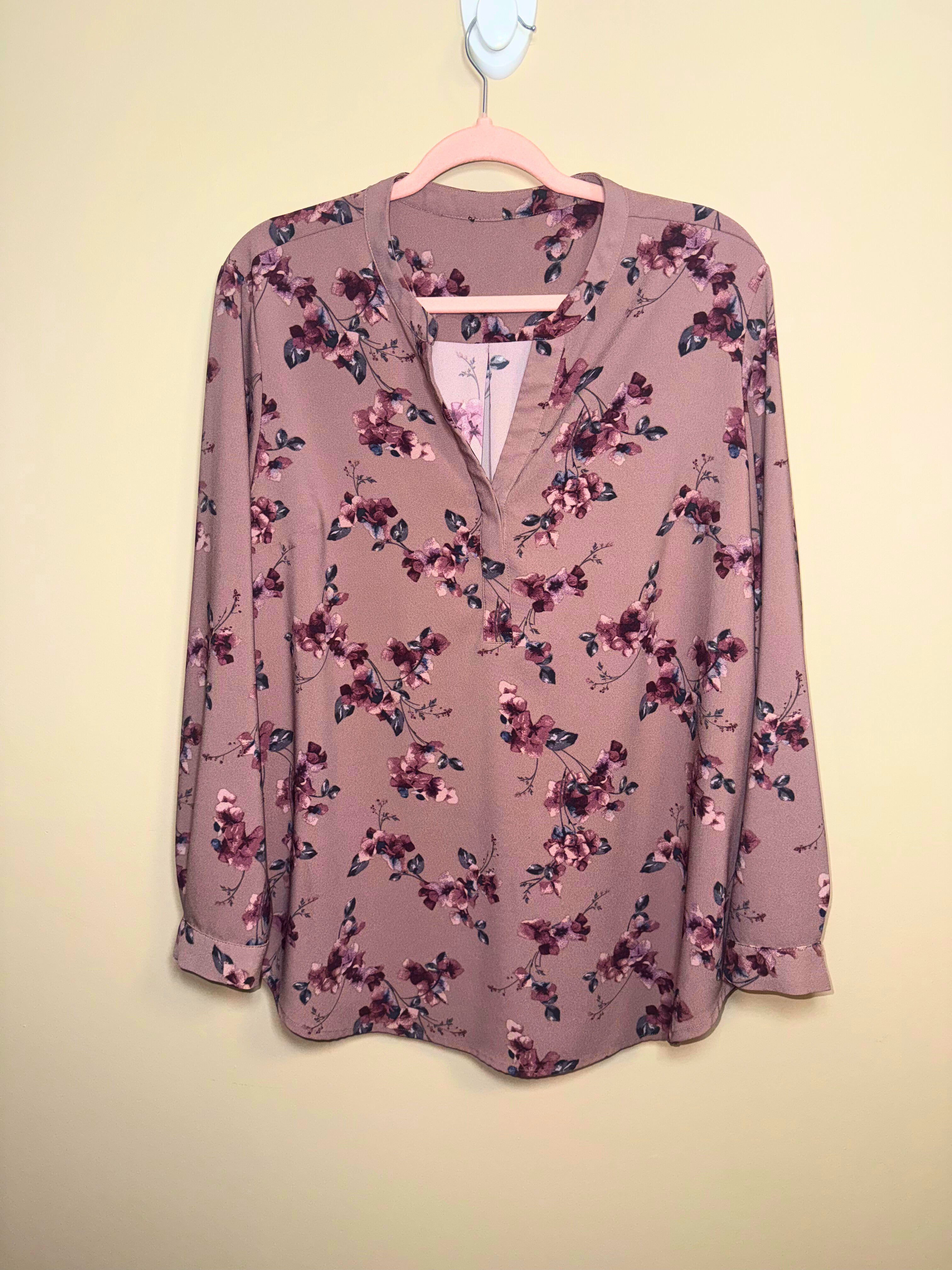 Hilary radley floral long sleeve blouse women's