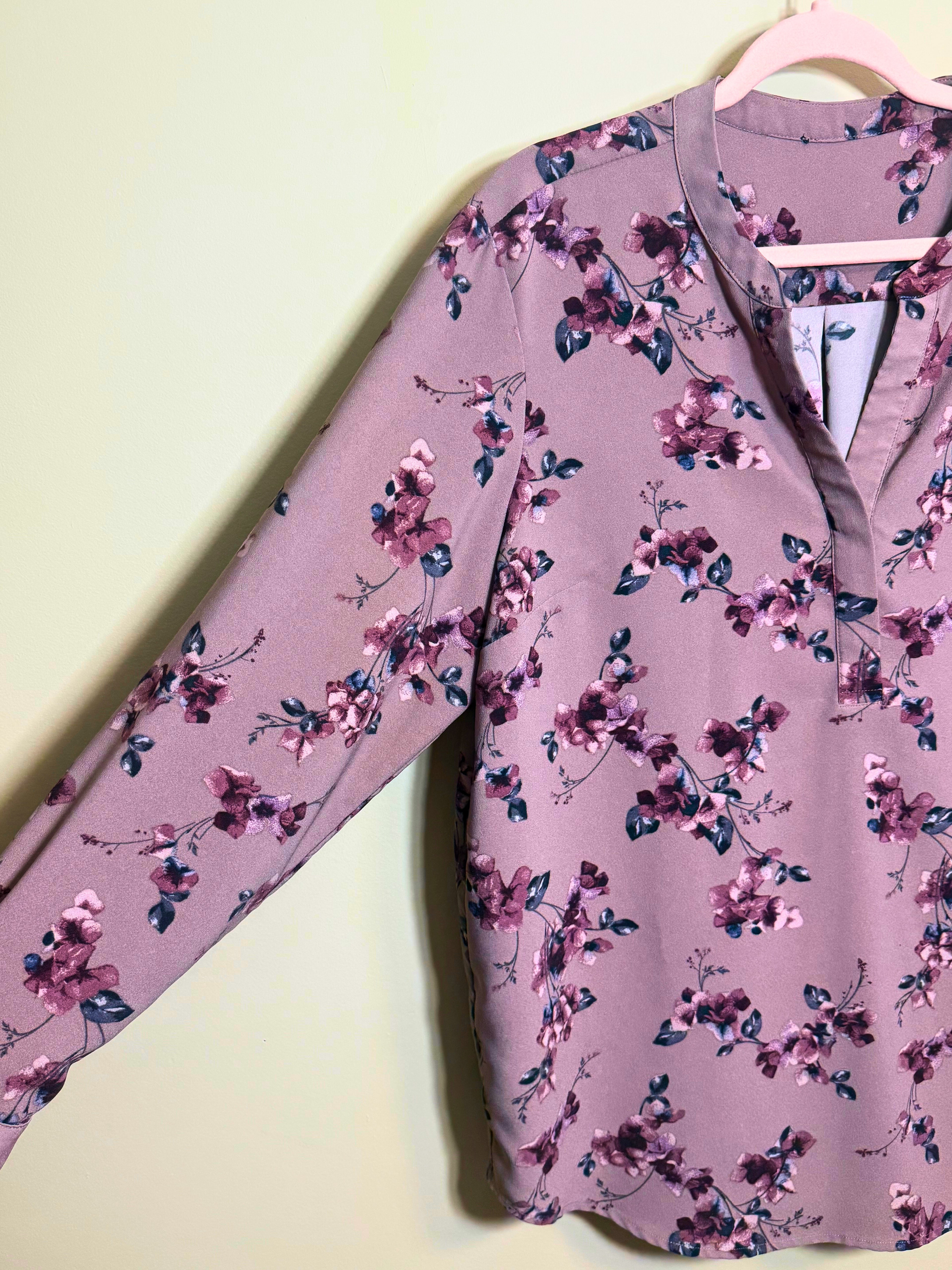 Hilary radley floral long sleeve blouse women's