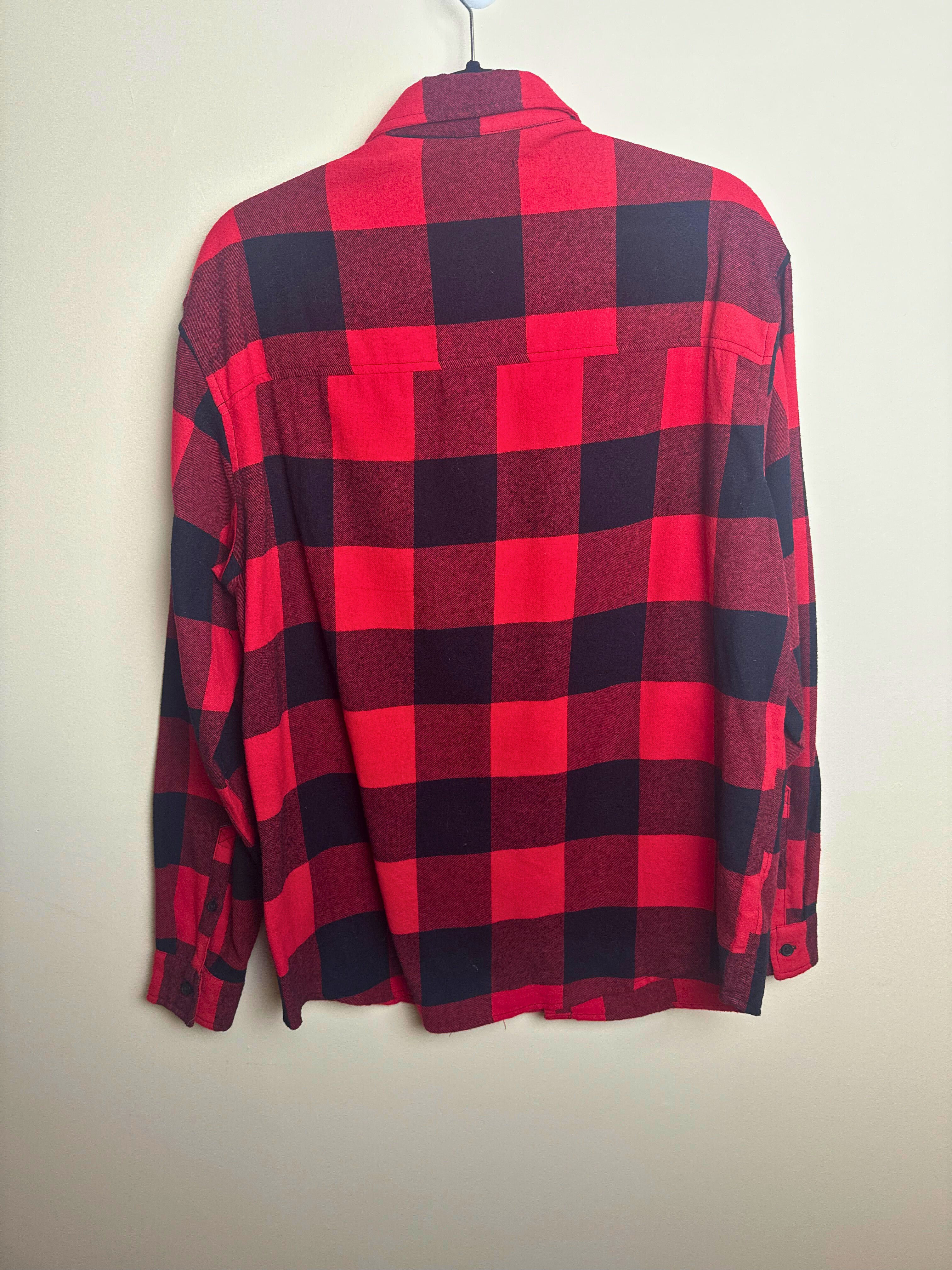 Classic Red & Black Plaid Flannel Shirt